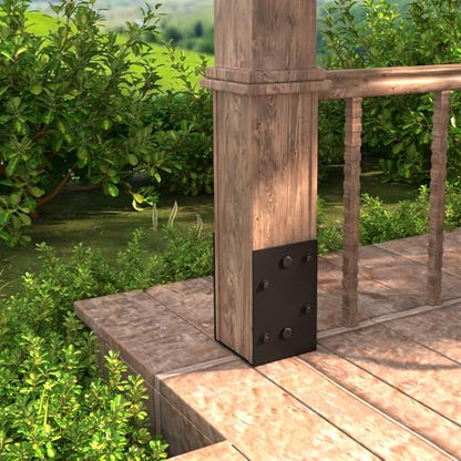 6x6 U-Shape Post Base Heavy Duty Wet Concrete Holder (Black - Set 2) - size: 6IN, style: Set 2