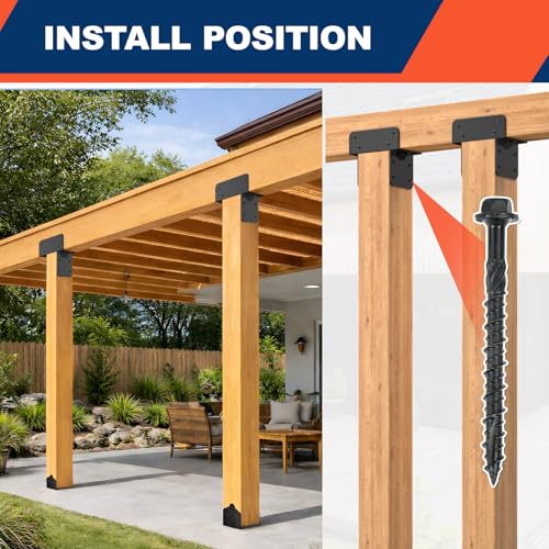 6x6 Stainless Steel Pergola Brackets, Heavy Duty Post Cap Tie Bracket 2Pcs - size: 6x6 2pcs, style: Middle