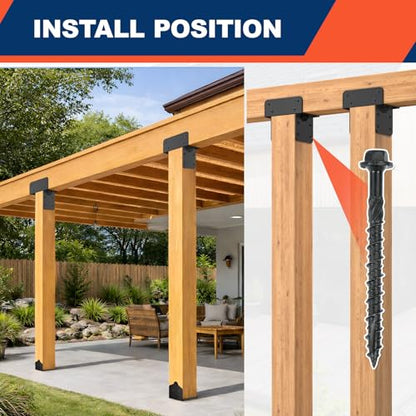 6x6 Stainless Steel Pergola Brackets, Heavy Duty Post Cap Tie Bracket 2Pcs - size: 6x6 2pcs, style: Middle