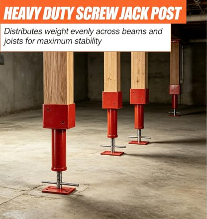 6x6 Screw Jack Post 14.5" - 18.5" Adjustable House Floor Jacks 30k lbs Cap. - color: Red, size: 6" x 6" ( 1 PC )