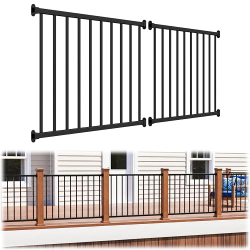 36 in H x 8 ft W Modular Real Aluminum Deck Railing Kit, 2 Panels - color: 4ft Level - 2Pack