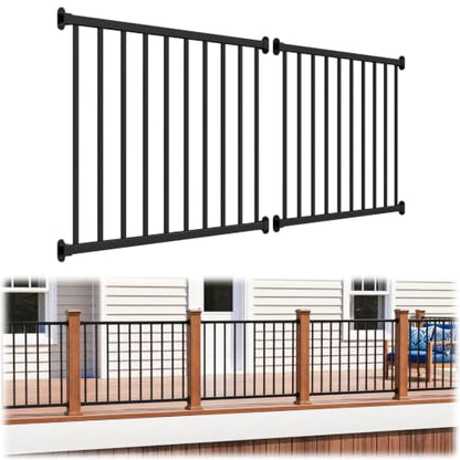 36 in H x 8 ft W Modular Real Aluminum Deck Railing Kit, 2 Panels - color: 4ft Level - 2Pack