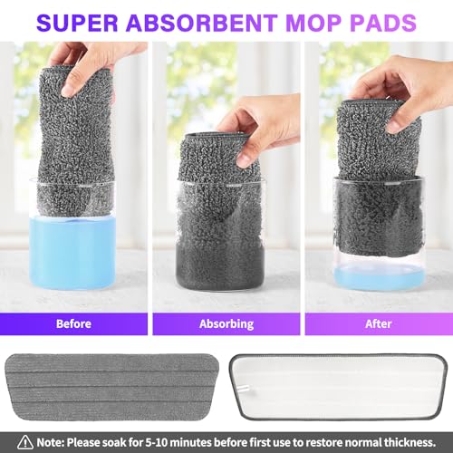 16.5" Microfiber Mop Pads Refills, 6 Pack Reusable Replacement Heads - color: 16"grey*6