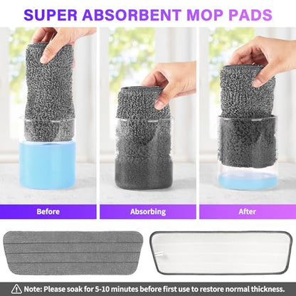 16.5" Microfiber Mop Pads Refills, 6 Pack Reusable Replacement Heads - color: 16"grey*6