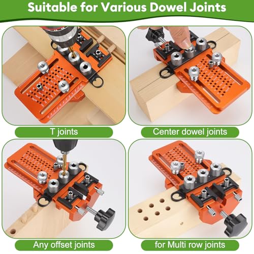 Dowel Jig Kit with Quick Positive Stop & Clamp, ADJ Doweling Jig