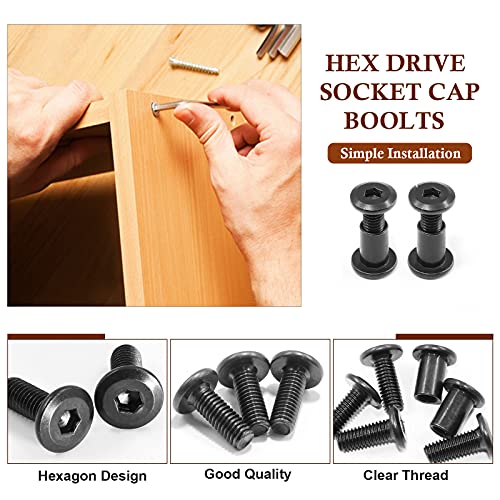 M6x16mm Hex Drive Socket Cap Bolt, Black, 10 Pair (20 Piece) - color: Black, size: M6x16mm