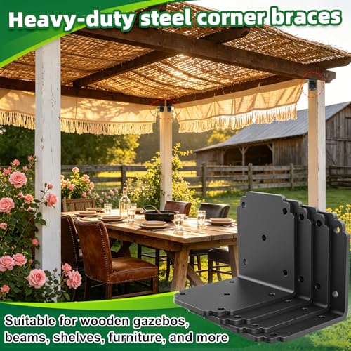 8 PCS 6" x 6" x 5" L Right Angle Bracket, Heavy Duty Corner Brace - size: 6x5 inch ( 8 Pack )