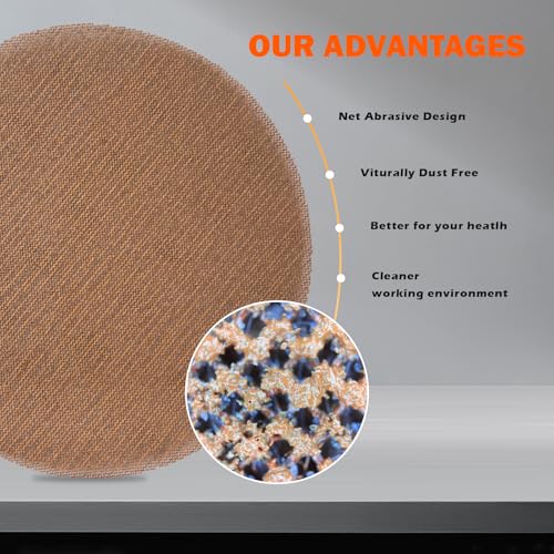 5 Inch Mesh Sanding Discs 50 PCS, 100 Grit Assortment, Dust Free Hook and Loop Sanding Discs, Anti-Clogging Sandpaper for Random Orbital Sander, Angle Grinder, Wood Metal Sanding - style: P100
