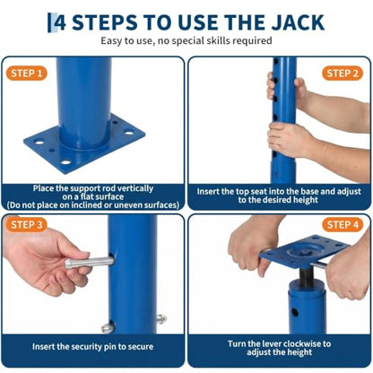 OUTLANE House Floor Jacks, 2 Pack 53"-93" Adjustable Jack Post 18000 LBS - color: Blue, size: 53"-93"
