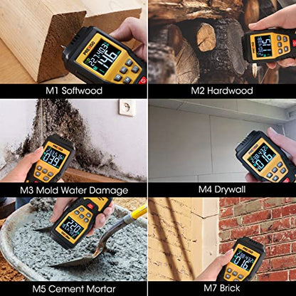 PREXISO Wood Moisture Meter, 7-in-1 Digital Moisture Meter, Mold Detector
