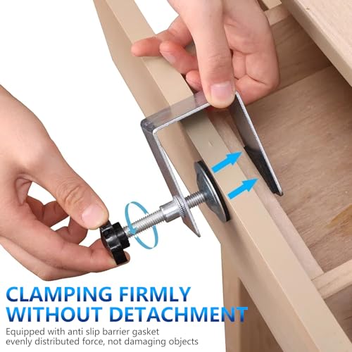 4 Pcs Universal C Clamp Cabinet Installation Clamps, Furniture Cabinetry Face Frame Clamps Flexible Drill Hole Guide Design for Easy and Fast Installing Frame of Cabinets (4 Pcs ‎Silver) - style: 4 Pcs ‎Silver