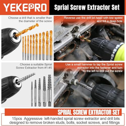 40PCS Metric Bolt & Screw Extractor Set and Left Hand Drill Bit Set - size: 40PCS