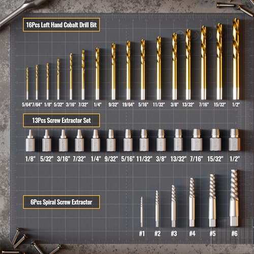 62Pcs Screw Extractor Set with Heavy Duty Nut Removers - size: 62-Piece Screw Extractor Set