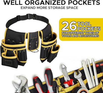 Tool Belt with 27 Pockets and 3 Magnetic Zones, Freely-Combinable Toolbelt - color: Blue