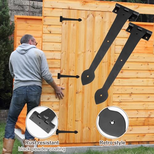 2 Pack 15" Heavy Duty T Strap Hinges with Screw, Classic Style