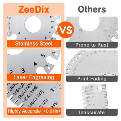 ZeeDix 4 Pcs Stainless Steel Metal Sheets Welding Thickness Gauge - style: Measuring combination-4