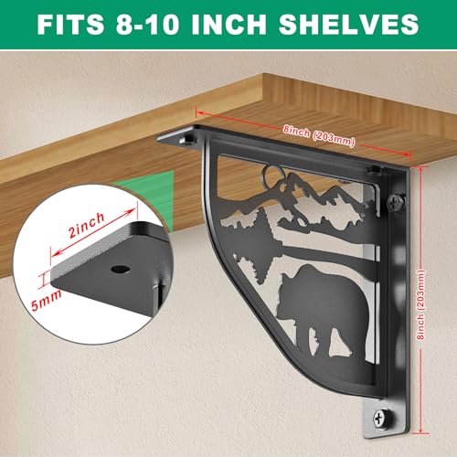 SELEWARE Heavy Duty Shelf Brackets 8" Decorative L Brackets, Bear 2Pcs - style: Bear-2 pack