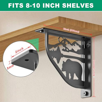 SELEWARE Heavy Duty Shelf Brackets 8" Decorative L Brackets, Bear 2Pcs - style: Bear-2 pack