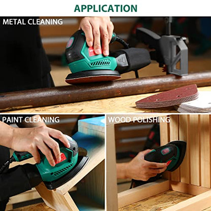 60PCS Triangular Sander Sandpaper, HYCHIKA Detail Sander Sandpaper Assorted 60/80/100/120/180/240 Grits with 6 Holes for Wood Sanding, Fit 3.92inch Qscillating Multi Tool Sander Machine - style: Detail Sander