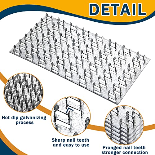 Shimeyao 15 Pcs 4x8 Inch Pronged Truss Mending Plates Galvanized Repair Tie Plates Bracket 1mm Thick Nail Teeth 8mm High for Roofing Wood Trusses Timber Connectors - size: 8x4 In