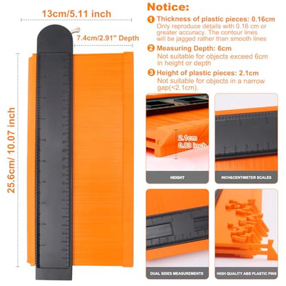 10 Inch Super Gauge Shape and Outline Tool, Contour Gauge Profile Tool with Lock, Measuring Tools Shape Duplicator Woodworking Tools