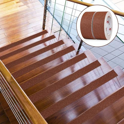 BOMEI PACK Anti Slip Traction Tape,2 Inch x 16.5 Ft,Heavy Duty Non Slip Tape,Grip Tape for Stairs, Tread Step, Indoor & Outdoor Use,Waterproof Stairs Non Skid Treads (Brown) - color: Brown