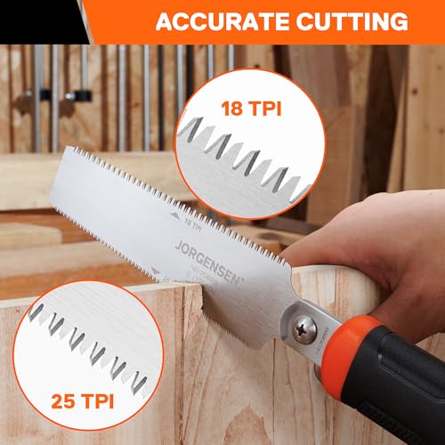 JORGENSEN Japanese Flush Cut Saw - 5 Inch Small Pull Saw & JORGENSEN 15 Inch Pro Hand Saw