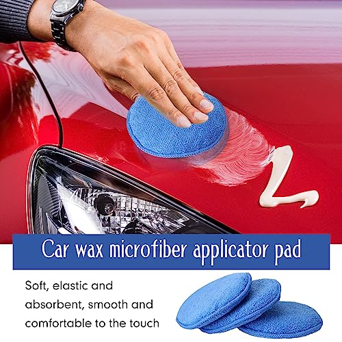 Tanlade 100 Pcs Car Detailing Microfiber Applicator Pad Wax Applicator Wash Microfiber Pads, 5 Inch Diameter (Blue) - color: Blue