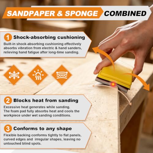 27 PCS 3x4 Inch Sanding Sponge, 180 Grit Sandpaper Pads Sanding Blocks Set - color: 180 Grit