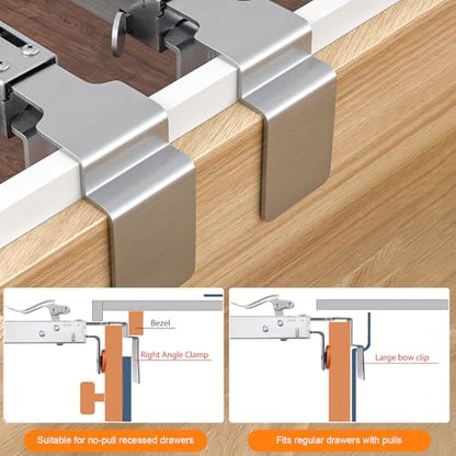 2 Pcs Drawer Front Installation Clamps, Cabinet Clamps for Drawer Panel Installation Fixing Clips Face Drawer Panel Installation Fixing Clips, Fast & Labour Saving (2 Pcs Silver) - style: 2 Pcs Silver