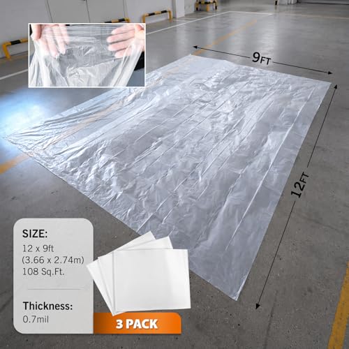 ROLLINGDOG 3 Pack Plastic Drop Cloths 12' x 9' - color: 3 pc