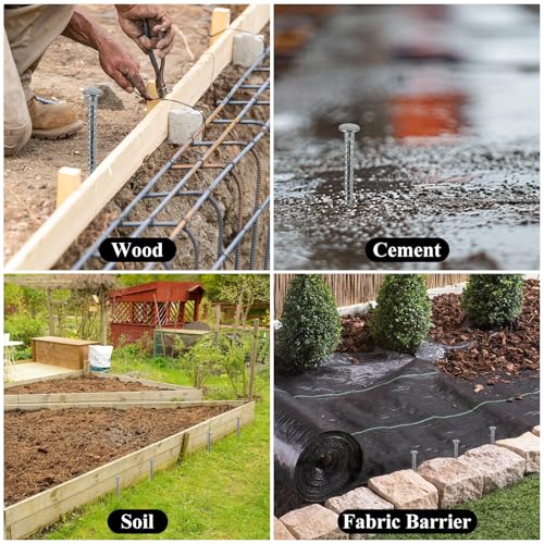MIVIDE 16 Pack 12 Inch Galvanized Landscape Stakes, Heavy Duty Solid Metal Spikes, Landscape Anchoring Stake for Paver Edging, Artificial Turf, Weed Barrier, Tent