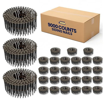 2" 15 Degree Wire Coil Siding Nails 9000 Count, Full Round Head Steel Nails - size: 9000