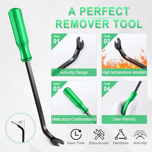 LivTee 5 pcs Auto Trim Removal Tool Kit, No Scratch Plastic Pry Tool Kit - Interior Door Panel Clip Fastener Removal Set for Vehicle Dash Radio Audio Installer (Green) - color: Green
