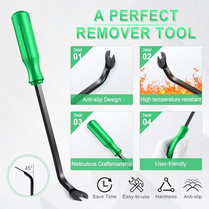 LivTee 5 pcs Auto Trim Removal Tool Kit, No Scratch Plastic Pry Tool Kit - Interior Door Panel Clip Fastener Removal Set for Vehicle Dash Radio Audio Installer (Green) - color: Green