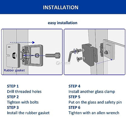 Glass Clamp－304 SS,Adjustable Fits1/3 -1/2" Glass Thickness(Silver-20pcs) - style: Silver-20pcs