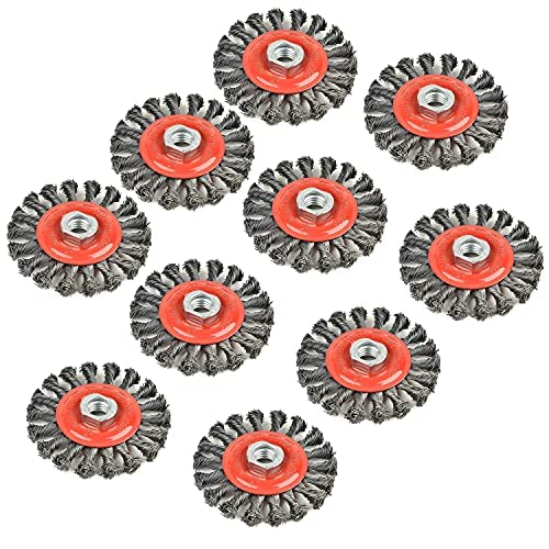 AAIN 10 Piece 4 Inch Twist Knotted Wire Wheel Brush,Wire Wheel for Grinders