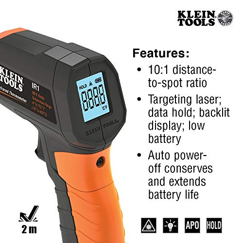 Klein Tools IR1 Infrared Thermometer with Targeting Laser, Auto-Hold, More - style: IR Thermometer