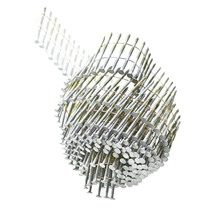 15-Degree Collated Wire Coil Siding Nails 1-1/4Inch x 0.092Inch 3600 Count Full Round-Head, Ring Shank, Hot-Dipped Galvanized for Rough Nailing of Lathing and Sheathing Materials - size: 1-1/4Inch