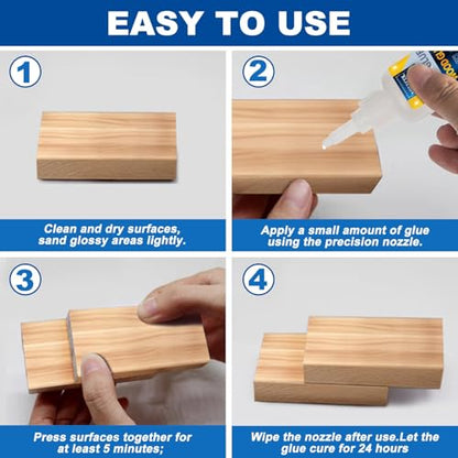 Wood Super Glue, Clear Instant Glue for Wood Furniture Heavy Duty, Crafts - size: 100g