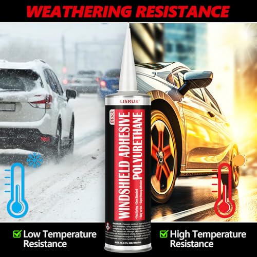 [6 Pack] Polyurethane Windshield Adhesive, Windshield Sealant Black - High Bond Strength, Quick Curing & Weather Resistant Automotive Glass Glue for Vertical & Overhead Application, 310ml - size: 6P
