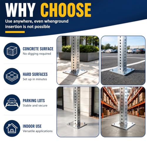 8 ft H Square Sign Post with 3 ft H Square Sign Post Base