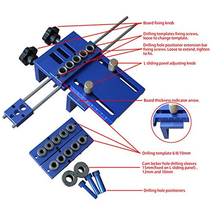 PANGOLIN Dowel Jig Kit Adjustable Doweling Jig Set with 6/8/10mm Drilling