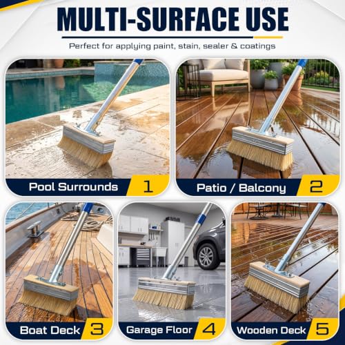 20 Pcs Deck Stain Brush Kit with Extension Rod, 7'' Deck Stain Applicator