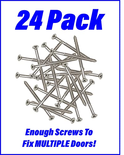Satin Silver Nickel Finish Wood Screws 9 X 3 Inch – Extra Long Steel Door Hinge Screws - Door Security Screws - 24 Pack