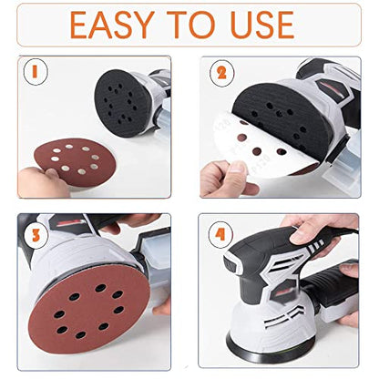 Utoolmart 10pcs 7 Inch 8 Hole Hook and Loop Sanding Disc 240Grit Flocking Sandpaper for Random Orbit Sander - size: 240 Grit