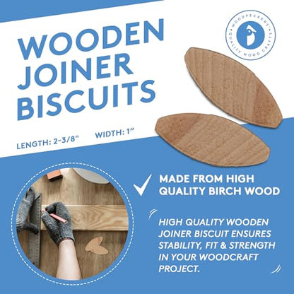 Wooden Joiner Biscuits, Size 20, Pack of 100 Pieces, Premium Birch Wood Joining Biscuits for Strong & Precise Joints - size: Size 20