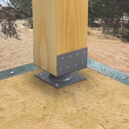 Simpson Strong-Tie ECB66 Elevated Column Base - 6x6 Nominal Post Size, 2-Inch Elevated Base, 1-Inch Standoff, Flexible Anchorage Options, Gray Paint Finish