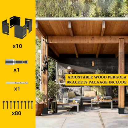 Post Base Protectors,Adjustable(Range 3.3-6 in) Protects Wood Post for Decks,Wood Fences,Porchs,Mailbox from Lawnmower and Rain Damage (10Pack)…… - color: Black