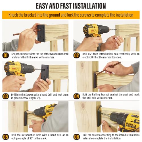 40pcs ADC-12 Aluminum Deck Railing Bracket, Deck Railing Connectors for 2"x4" (Actually 1.5"x3.5") Wooden Deck Railing Post to Handrail Connection (Black)